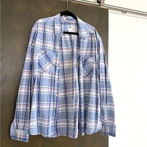 Lacoste Men's Casual Button Down Shirt - Blue Plaid